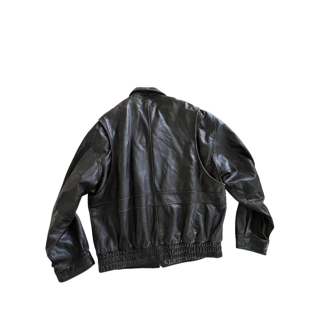R&R Casuals Jacket Men XL Black Leather Bomber Vintage Heavyweight Coat - Picture 3 of 12